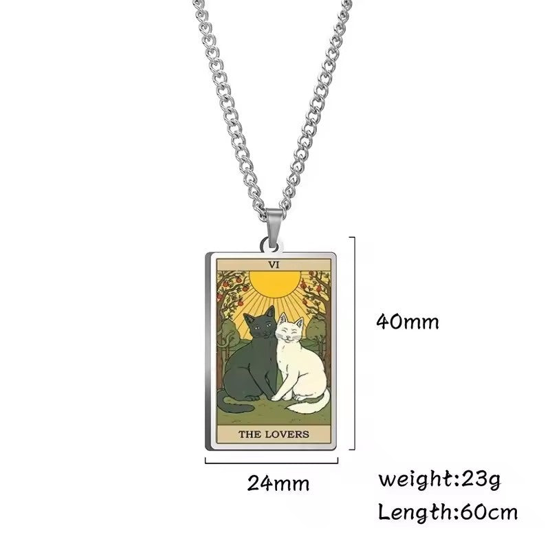 🌙 Tarot Katzenkette 🔮 | Astrologie Anhänger Vintage Stil | Talisman Schmuck ✨