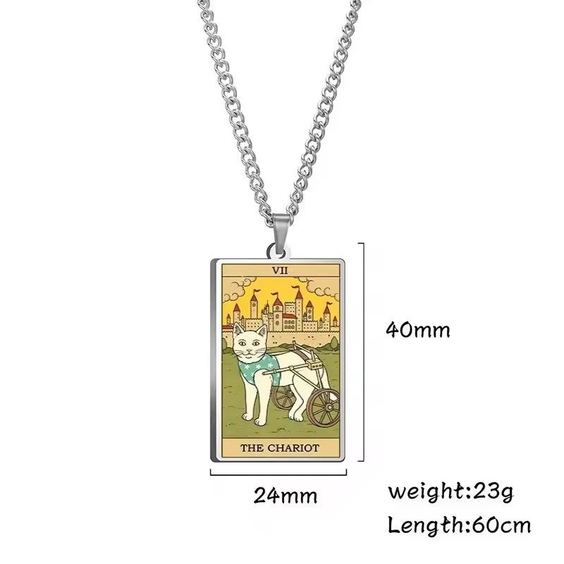 🌙 Tarot Katzenkette 🔮 | Astrologie Anhänger Vintage Stil | Talisman Schmuck ✨