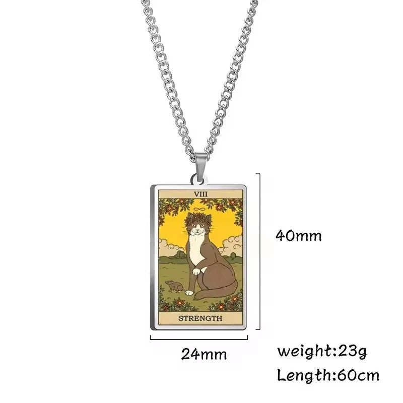 🌙 Tarot Katzenkette 🔮 | Astrologie Anhänger Vintage Stil | Talisman Schmuck ✨