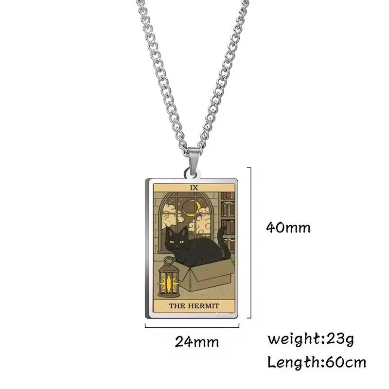 🌙 Tarot Katzenkette 🔮 | Astrologie Anhänger Vintage Stil | Talisman Schmuck ✨