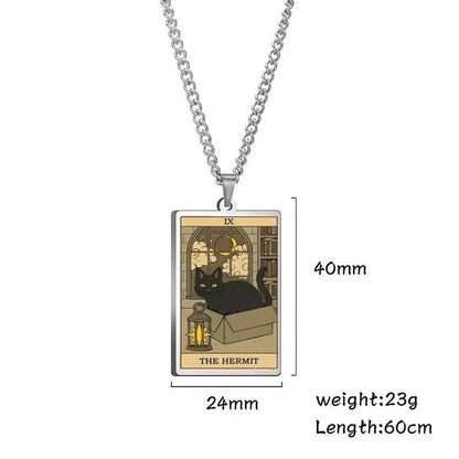 🌙 Tarot Katzenkette 🔮 | Astrologie Anhänger Vintage Stil | Talisman Schmuck ✨