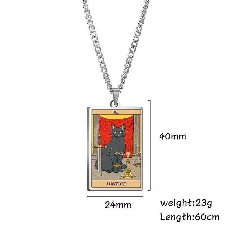 🌙 Tarot Katzenkette 🔮 | Astrologie Anhänger Vintage Stil | Talisman Schmuck ✨