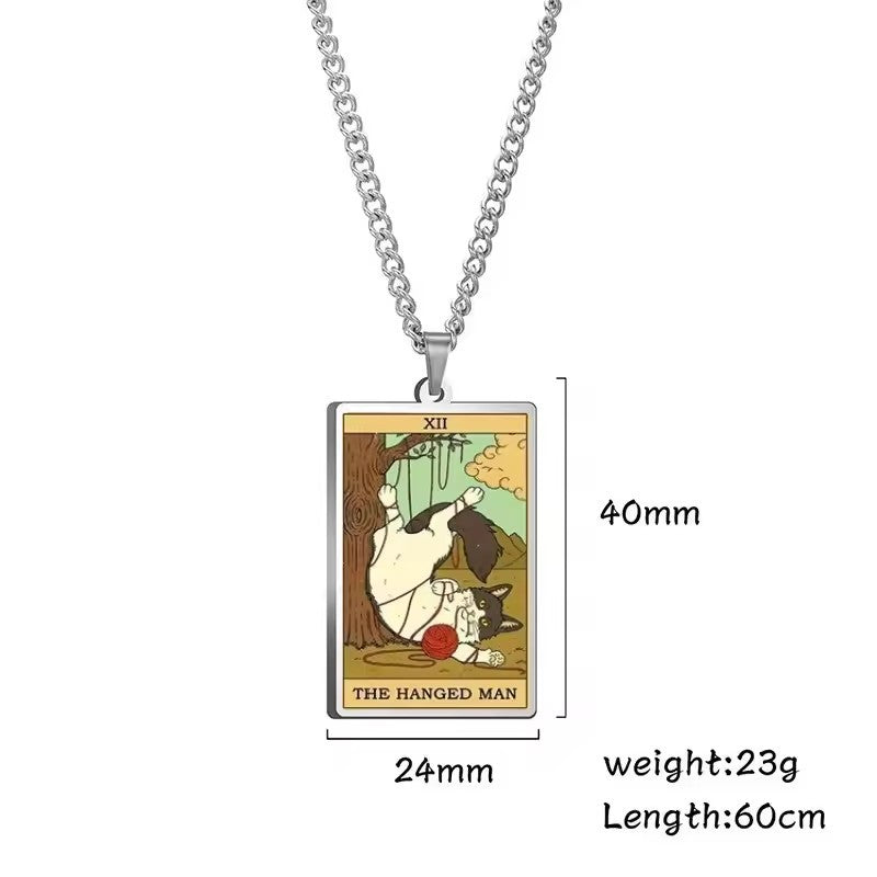🌙 Tarot Katzenkette 🔮 | Astrologie Anhänger Vintage Stil | Talisman Schmuck ✨