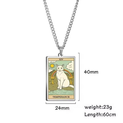 🌙 Tarot Katzenkette 🔮 | Astrologie Anhänger Vintage Stil | Talisman Schmuck ✨