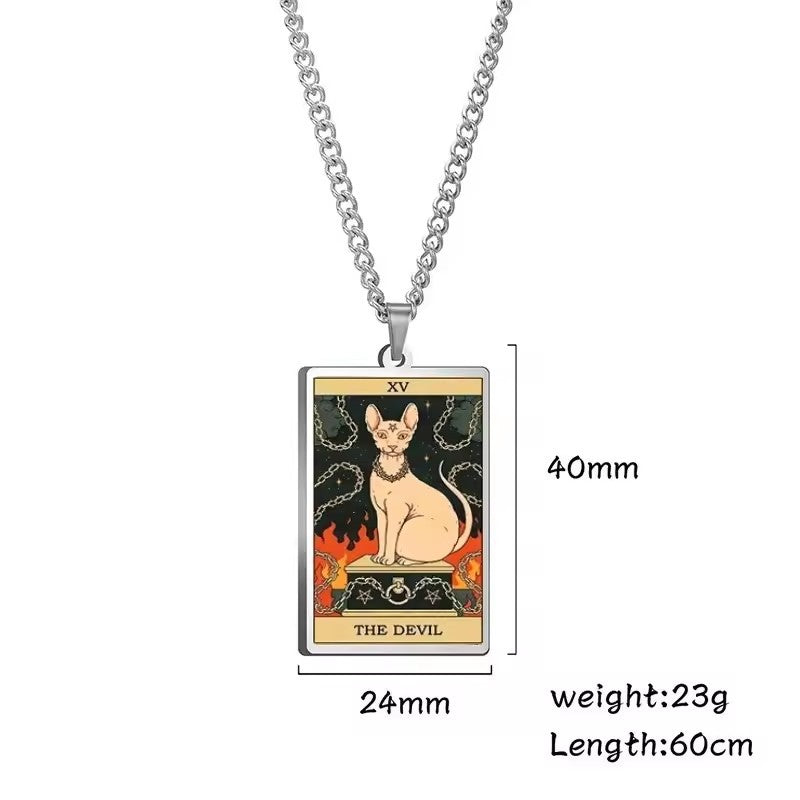 🌙 Tarot Katzenkette 🔮 | Astrologie Anhänger Vintage Stil | Talisman Schmuck ✨