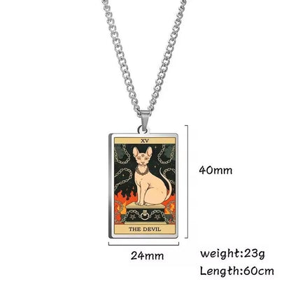 🌙 Tarot Katzenkette 🔮 | Astrologie Anhänger Vintage Stil | Talisman Schmuck ✨