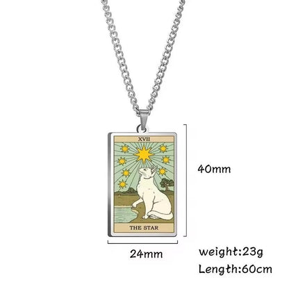 🌙 Tarot Katzenkette 🔮 | Astrologie Anhänger Vintage Stil | Talisman Schmuck ✨