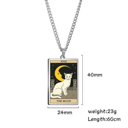 🌙 Tarot Katzenkette 🔮 | Astrologie Anhänger Vintage Stil | Talisman Schmuck ✨