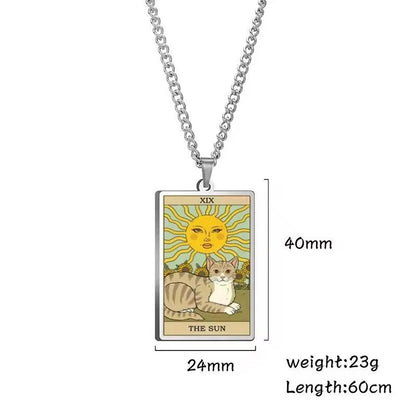 🌙 Tarot Katzenkette 🔮 | Astrologie Anhänger Vintage Stil | Talisman Schmuck ✨