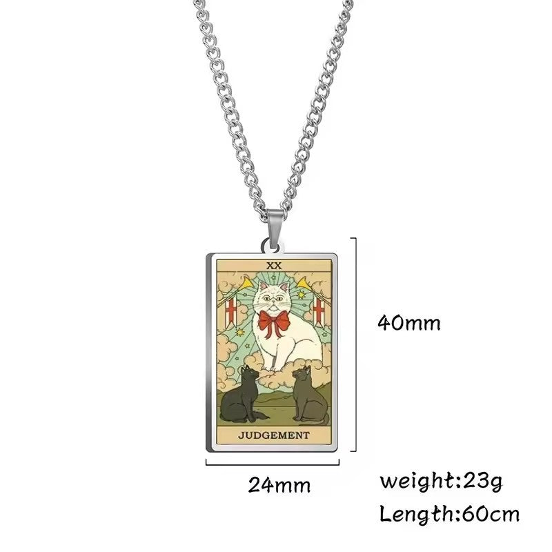 🌙 Tarot Katzenkette 🔮 | Astrologie Anhänger Vintage Stil | Talisman Schmuck ✨