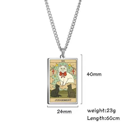 🌙 Tarot Katzenkette 🔮 | Astrologie Anhänger Vintage Stil | Talisman Schmuck ✨