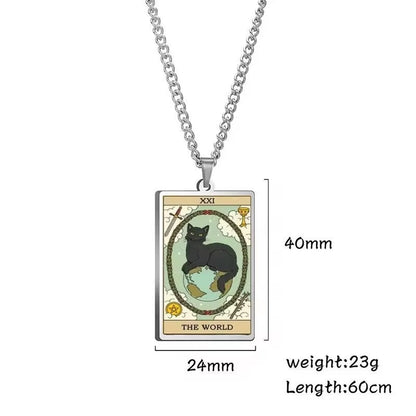 🌙 Tarot Katzenkette 🔮 | Astrologie Anhänger Vintage Stil | Talisman Schmuck ✨