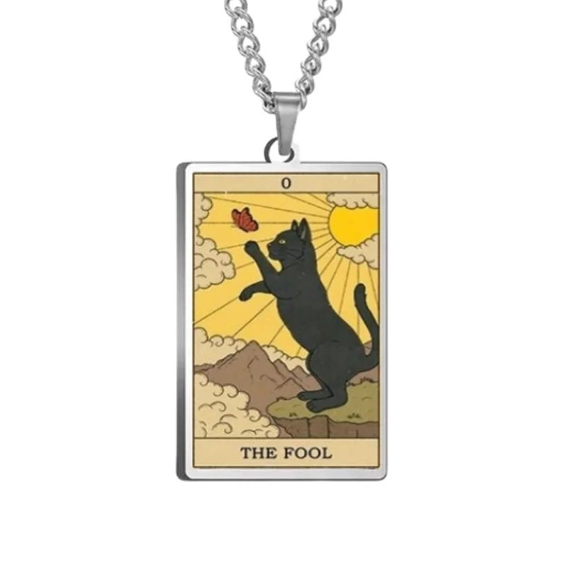 🌙 Tarot Katzenkette 🔮 | Astrologie Anhänger Vintage Stil | Talisman Schmuck ✨