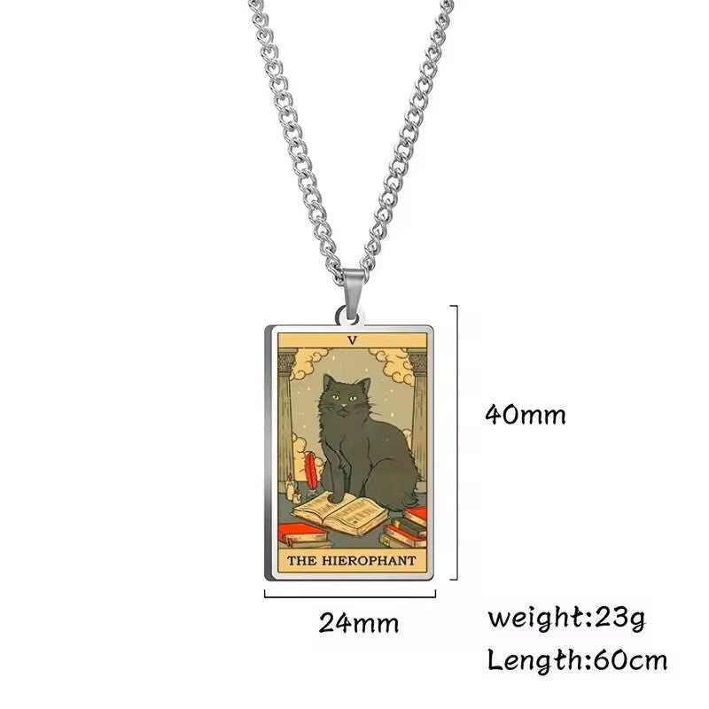 🌙 Tarot Katzenkette 🔮 | Astrologie Anhänger Vintage Stil | Talisman Schmuck ✨