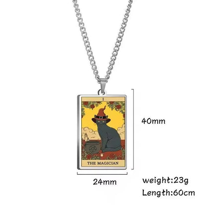 🌙 Tarot Katzenkette 🔮 | Astrologie Anhänger Vintage Stil | Talisman Schmuck ✨