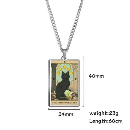🌙 Tarot Katzenkette 🔮 | Astrologie Anhänger Vintage Stil | Talisman Schmuck ✨