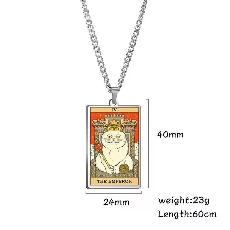 🌙 Tarot Katzenkette 🔮 | Astrologie Anhänger Vintage Stil | Talisman Schmuck ✨