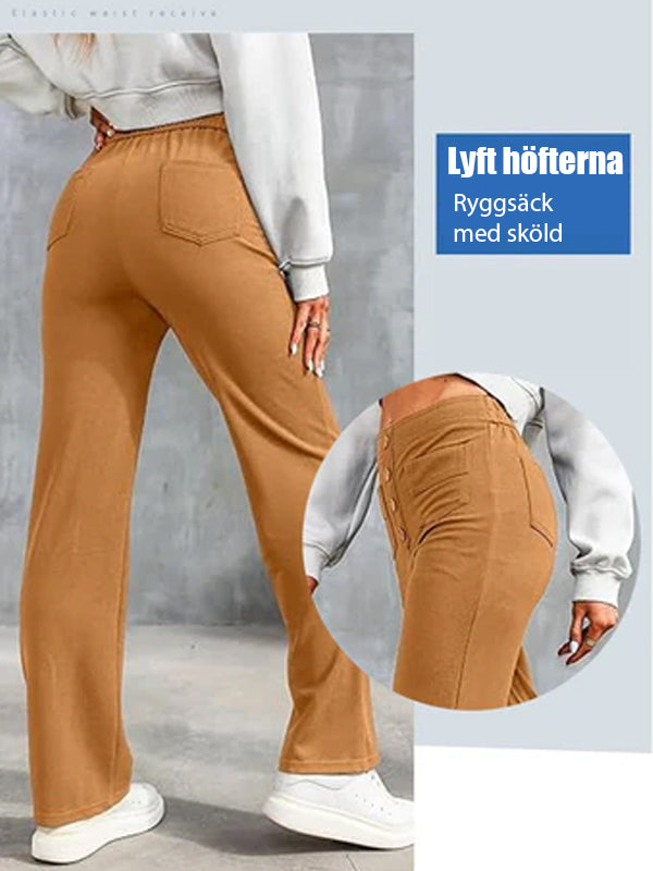 ⏳Hochelastische Multi-Pocket-Hose/Einfarbig lässige gerade Multi-Pocket-Hose mit hoher Elastizität