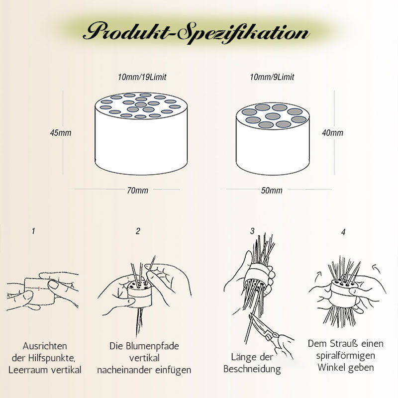 Spiral Blumenhalter für Vase 🌸 Ikebana Steckhilfe – Stabiler Stielhalter gegen Kippen & Hängen – Florale Arrangements leicht gemacht