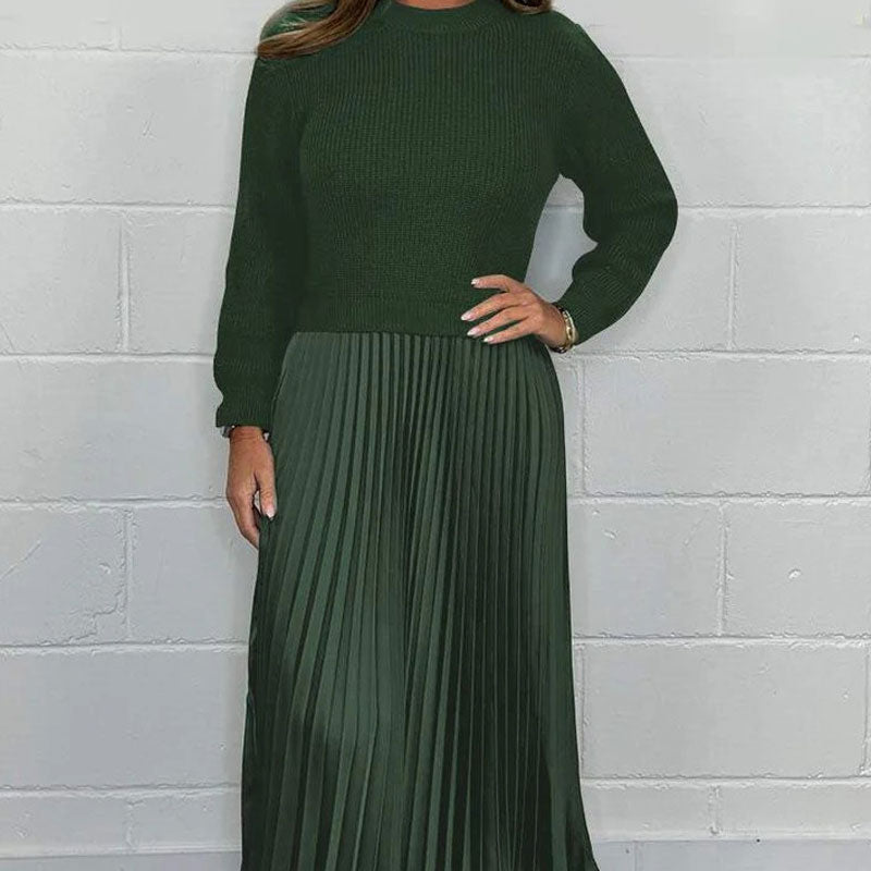 Elegante und stilvolle Faltenkleider mit Rundhalsausschnitt für Damen