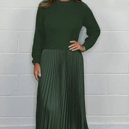 Elegante und stilvolle Faltenkleider mit Rundhalsausschnitt für Damen