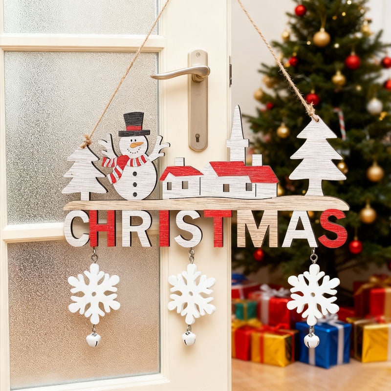 Weihnachtlicher Türschmuck aus Holz - Naturholz