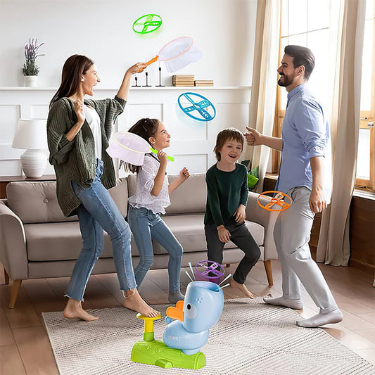 🚀 UFO Frisbee Werfer Pedal-Spielzeug für Kinder | Outdoor Fangspiel mit Netz 🤸