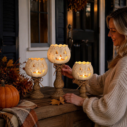 🕯️ Hol dir die gemütlichste Herbststimmung nach Hause: Kürbis-Kerzenhalter 🎃