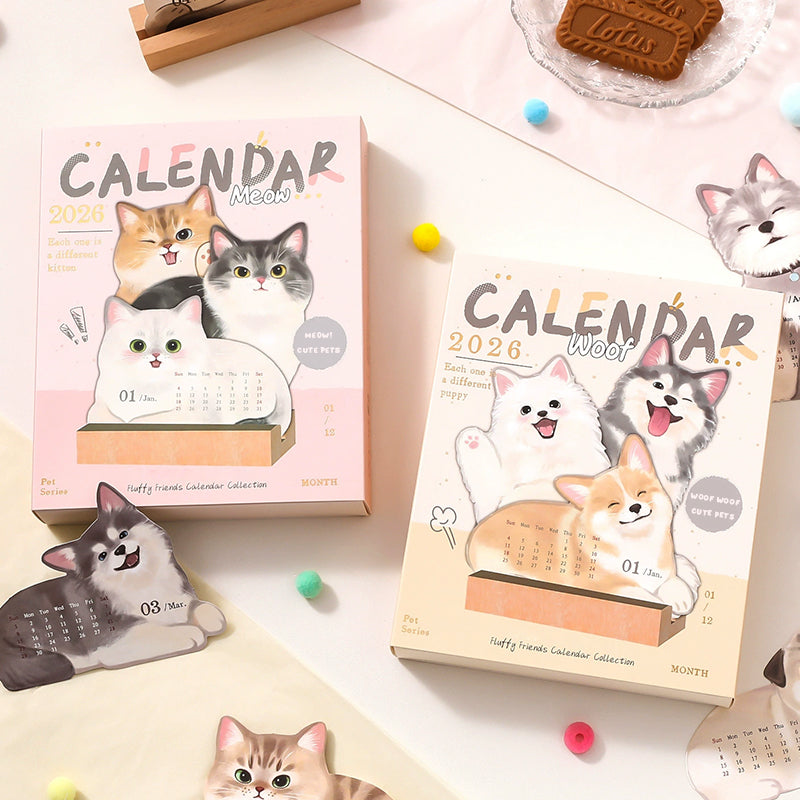 🔥 30% RABATT im Winter-SALE! 📅 3D Schreibtischkalender | Katze & Hund Design 🐾🎁