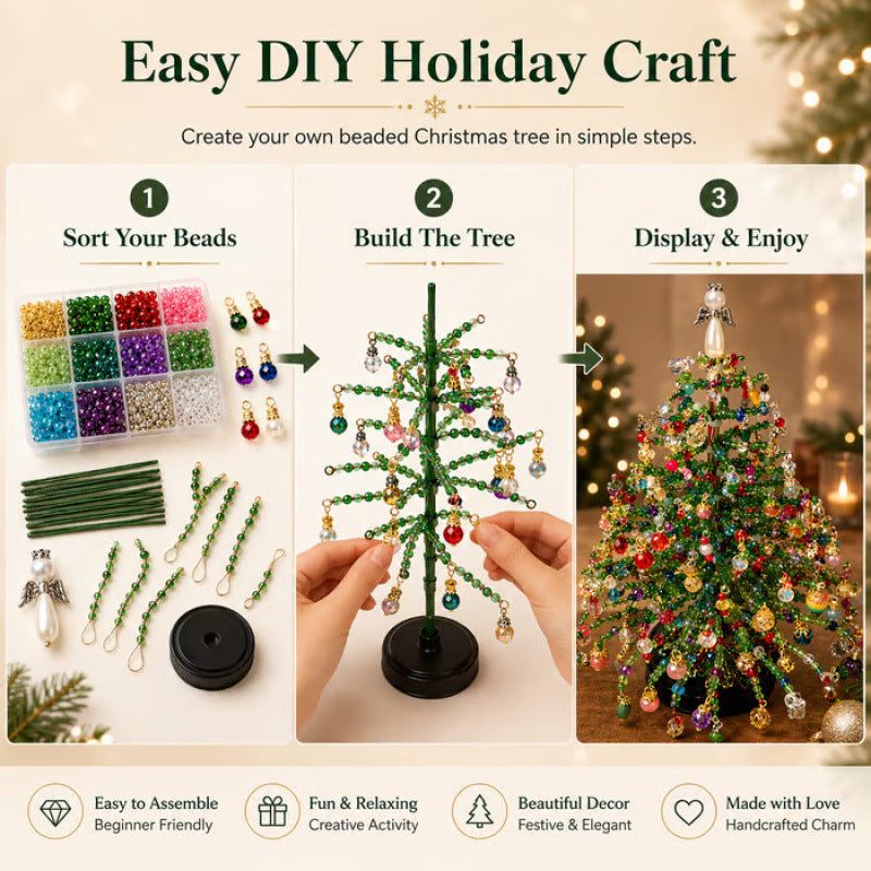 🎄 Zaubere Weihnachtsglanz ins Haus: Komplettes DIY Perlen-Weihnachtsbaum Set ✨ (Mit Engelspitze)