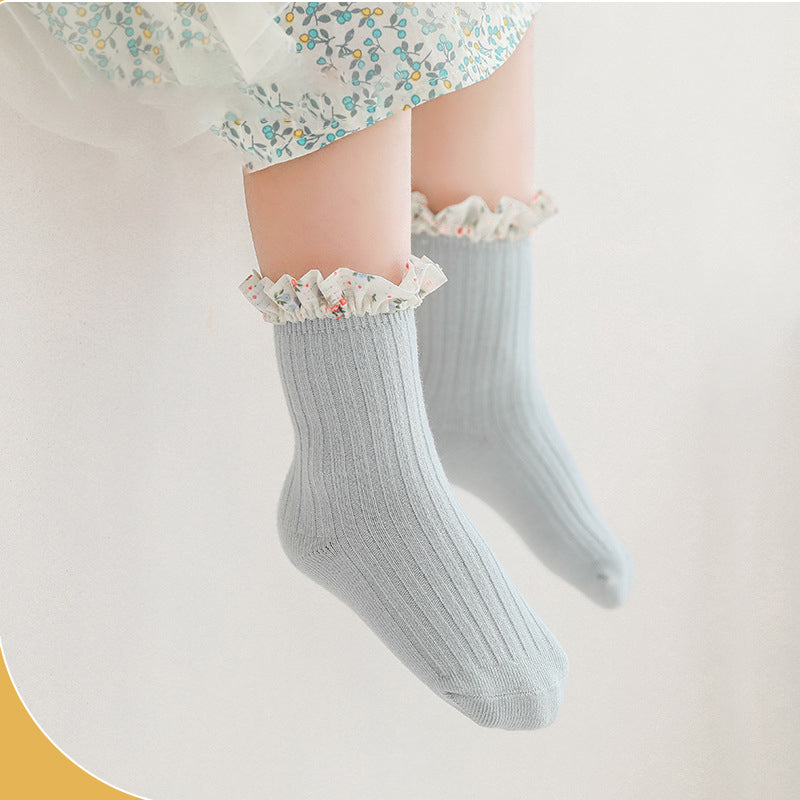 🌸 Extra Weiche Mädchensocken | Macaron-Farben & Chiffon-Rüschen ✨ | Aus Baumwolle