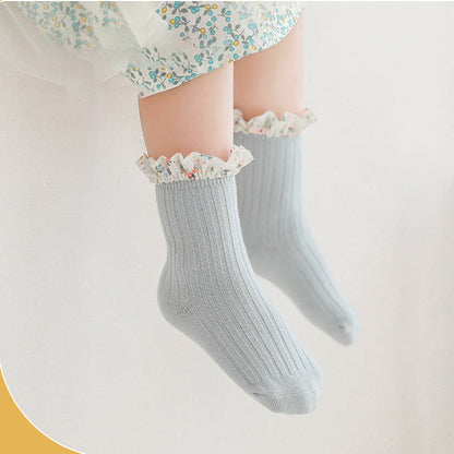 🌸 Extra Weiche Mädchensocken | Macaron-Farben & Chiffon-Rüschen ✨ | Aus Baumwolle