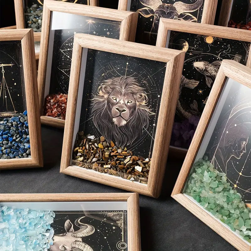 Sternzeichen Fotorahmen 🔮 | Persönliches Geschenk mit Heilsteinen – Energie, Schutz & Glück ✨