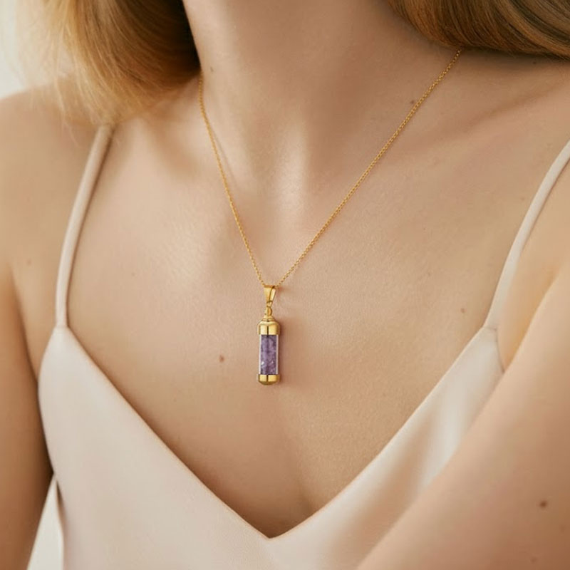 Glücksstein Wunschflasche Kette | 12 Edelsteine für Liebe & Erfolg 💖