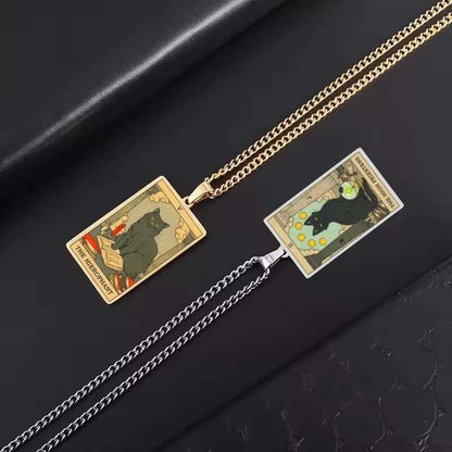🌙 Tarot Katzenkette 🔮 | Astrologie Anhänger Vintage Stil | Talisman Schmuck ✨