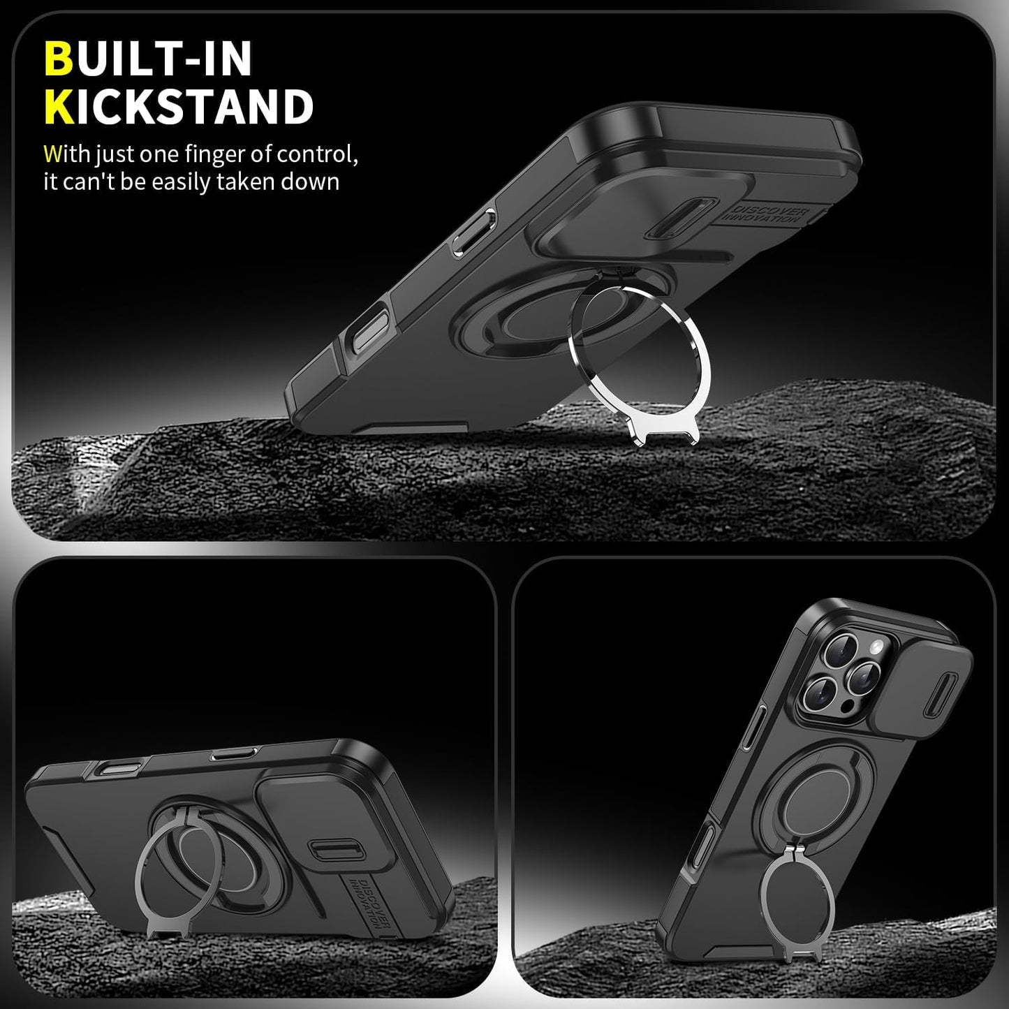 🍎🔄 iPhone Panzerhülle: Mit 360° Stativ-Ring & Schiebbarer Kamera-Abdeckung 📸