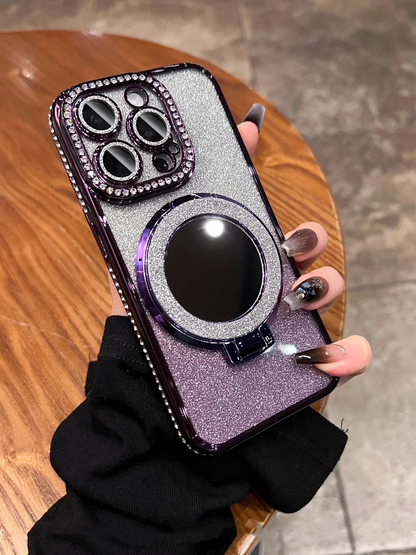 📲✨Gradient Glitter Halter Make-up-Spiegel Schutzhülle