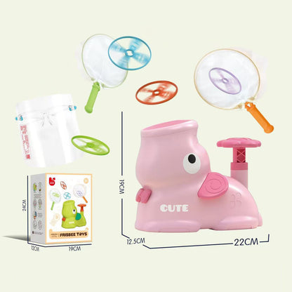 🚀 UFO Frisbee Werfer Pedal-Spielzeug für Kinder | Outdoor Fangspiel mit Netz 🤸