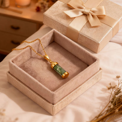 Glücksstein Wunschflasche Kette | 12 Edelsteine für Liebe & Erfolg 💖