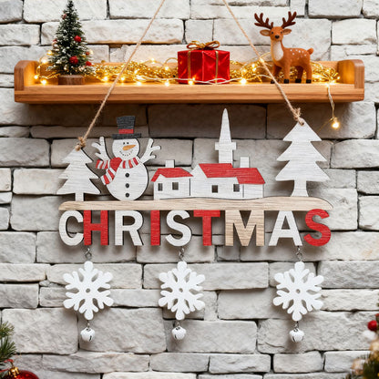 Weihnachtlicher Türschmuck aus Holz - Naturholz