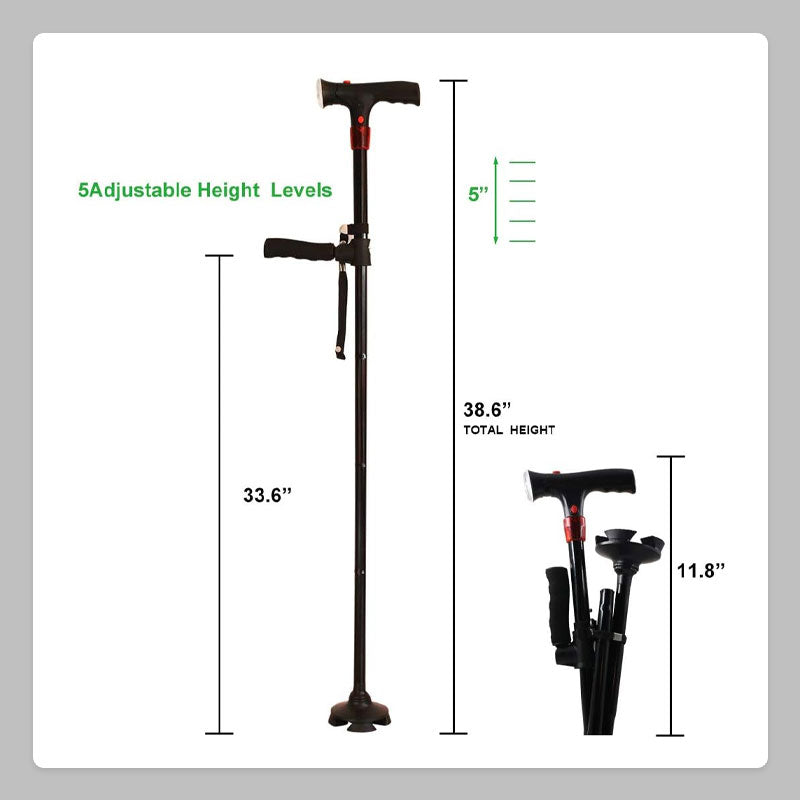 Gehstock für Senioren mit LED-Licht und Alarm