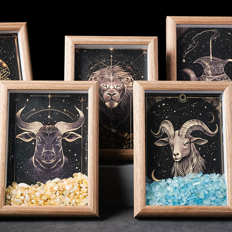 Sternzeichen Fotorahmen 🔮 | Persönliches Geschenk mit Heilsteinen – Energie, Schutz & Glück ✨