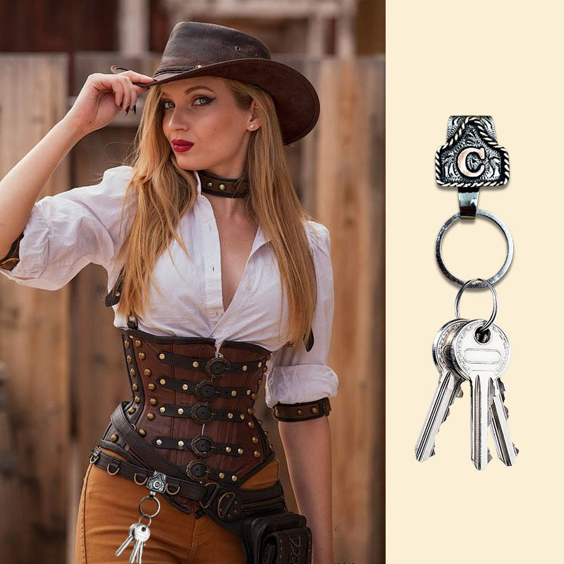 Buchstaben-Schlüsselanhänger im Western-Cowboy-Stil