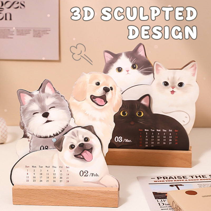 🔥 30% RABATT im Winter-SALE! 📅 3D Schreibtischkalender | Katze & Hund Design 🐾🎁