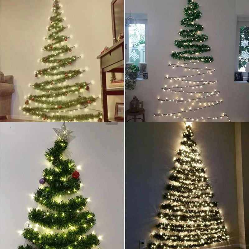DIY-Weihnachtsbaum mit Rattanlichtern