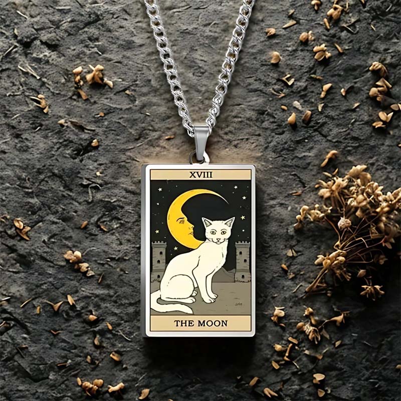 🌙 Tarot Katzenkette 🔮 | Astrologie Anhänger Vintage Stil | Talisman Schmuck ✨