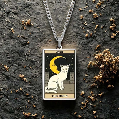 🌙 Tarot Katzenkette 🔮 | Astrologie Anhänger Vintage Stil | Talisman Schmuck ✨