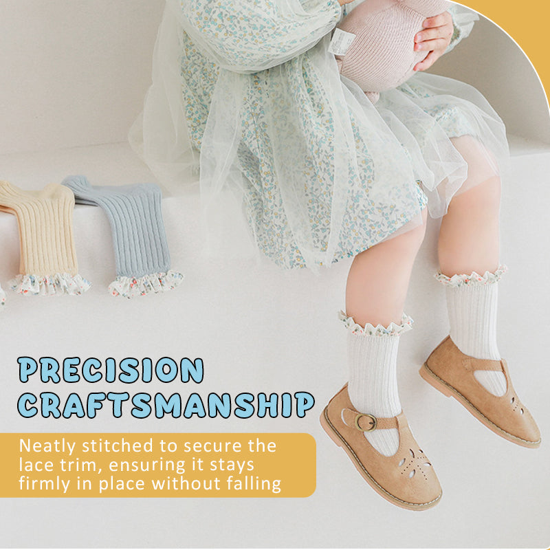 🌸 Extra Weiche Mädchensocken | Macaron-Farben & Chiffon-Rüschen ✨ | Aus Baumwolle