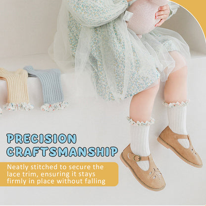 🌸 Extra Weiche Mädchensocken | Macaron-Farben & Chiffon-Rüschen ✨ | Aus Baumwolle