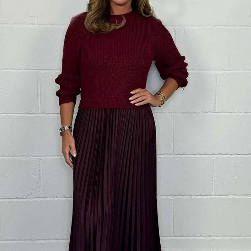Elegante und stilvolle Faltenkleider mit Rundhalsausschnitt für Damen